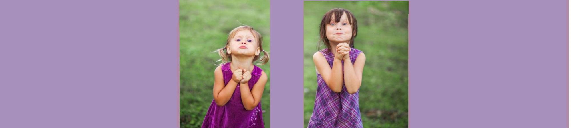 Picture of two cute kids with hands in prayer position