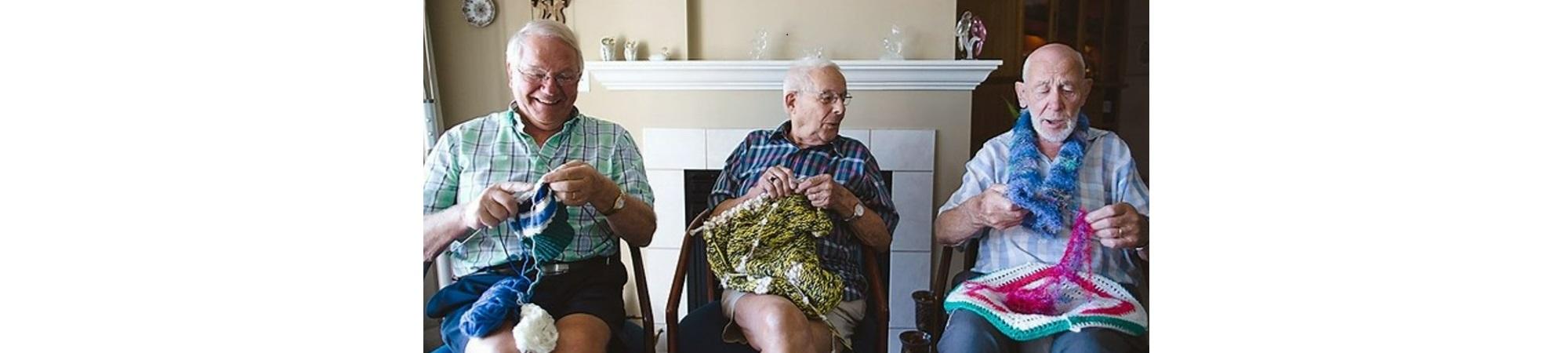 Three Men Knitting
