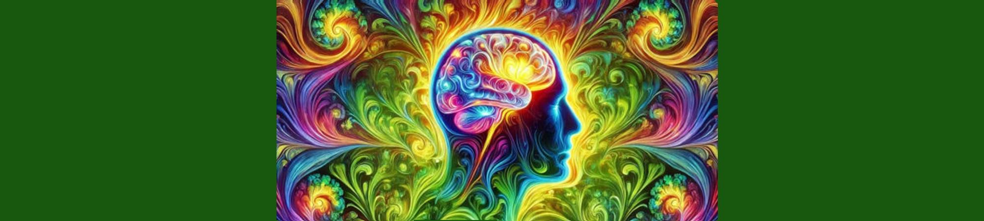 Brain containing colorful swirls