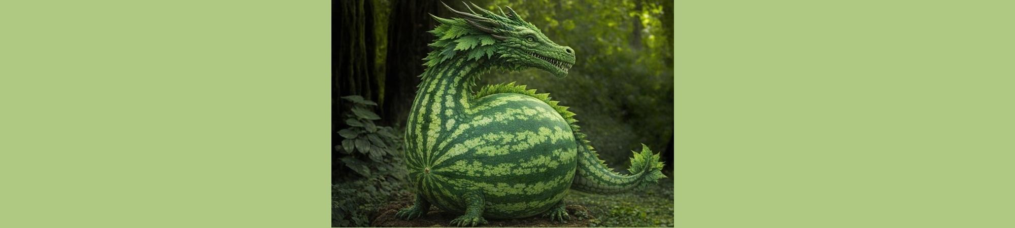 Green Dragon with a Watermelon body and neck