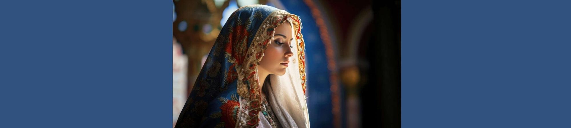 Meditating woman with prayer shawl