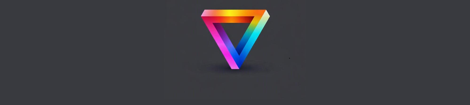 Penrose triangle illusion with bright colors